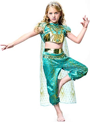 Girls Jasmine Costumes Christmas Birthday Party Princess Dress Up Clothes