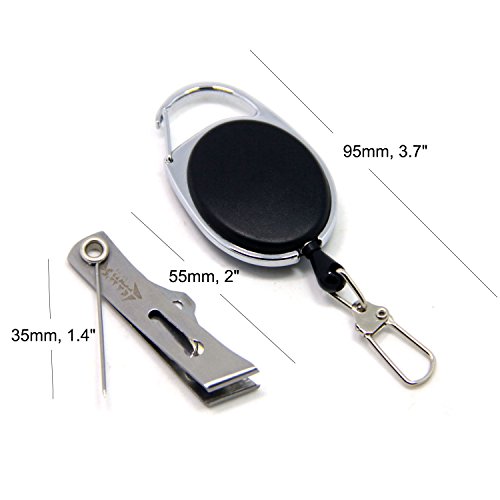 SAMSFX Fishing Tippet Line Nippers Fly Line Clippers Snips, Hook Eye Cleaner, Hook Sharpener with Zinger Retractors (Line Nipper with Oval Retractors)