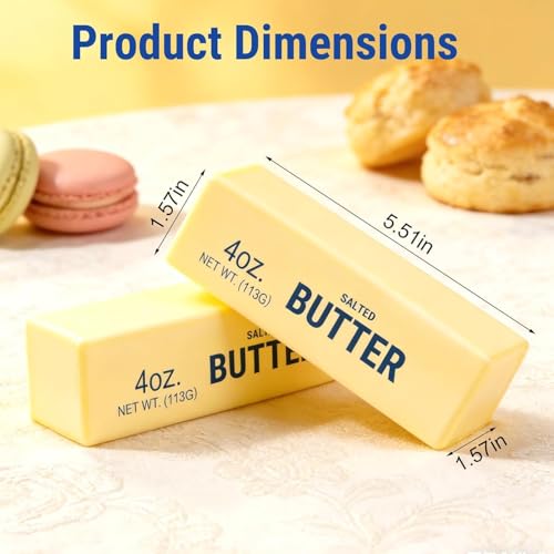 Last Page®2Pack Slow Rising Dumpling Squishy Butter Squeeze Toys, Slow Rising Squishy,Squeeze Ball Realistic Butter Stick Soft Squeeze Toys for Adults Office Home Stress Relief (Yellow)