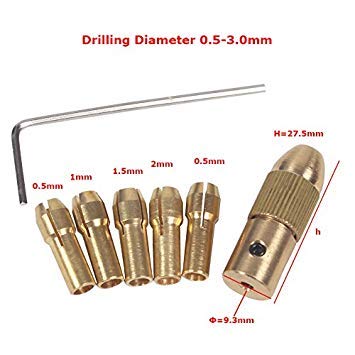 Generic 6pcs/Set 0.5-3mm Small Electric Drill Bit Collet Micro Twist Drill Chuck Set