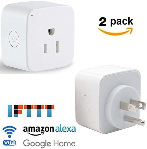 Teetai 2 Pack Wifi Smart Plug Mini Smart Outlet Works with Amazon Alexa Echo/Google Assistant/IFTTT Remote Control By Smart Phone, No Hub Required