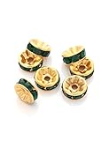 Ajetex 100 pcs Gold AAA-Grade Crystal Rondelle Spacer Beads 5mm Emerald