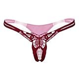 Likero Women Sexy Pendant Pearl G-String Panties Low Waist Thongs Underwear Panties (Wine)