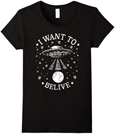 Womens Alien T-Shirt For ET Enthusiasts - I Want To Believe Large Black