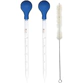 2Pcs Glass Graduated Dropper Pipette,10ml Graduated Liquid Dropper with Rubber Bulb and Cleaning Brush, Lab Graduated Dropper