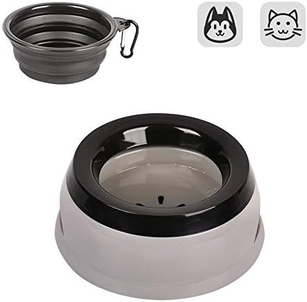 Onarway Anti-Spill Dog Bowl Water Bowl Anti-slip Puppy Car Bowls Travel Bowls Pet Buoyancy Bowl with a Free Collapsible Portable Food Feeding Bowl, Eco-friendly Material, for Small and Medium Dogs