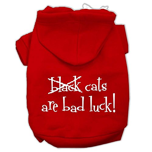 Mirage Pet Products Black Cats are Bad Luck Screen Print Pet Hoodies Red, Large