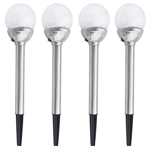 4 Stück Kristallglas LED Edeltahl Solarlampe Leuchte Gartenkugel Echtglas 8 cm Durchmesser