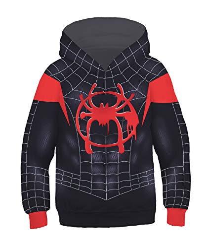 Newhui Teens Kids Miles Morales Cosplay Peter Parker Spider Hoodie Pullover