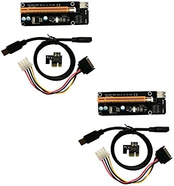 MakerBright PCI-E 1x to 16x Powered Riser Adapter Card USB 3.0 Extension Cable MOLEX to SATA Power Cable GPU Riser Extender Cable for Bitcoin / Digital Currency Mining for PC Desktop (2-Pack)