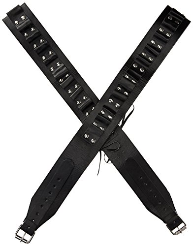 Smiffys mens Authentic Western Leather Bandolier Bullet Belt Adult Sized Costume, Black, One Size US