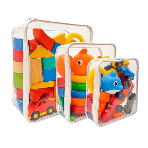 Kit 3 Organizador Necessaire Brinquedos Itens de Higiene com Zíper Dobrável 1p + 1m + 1 G
