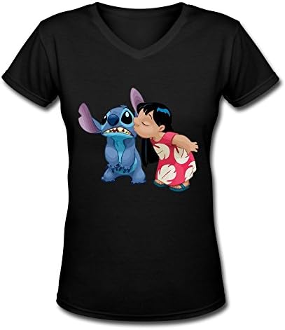Lilo Stitch Women's V-Neck Tshirt Small