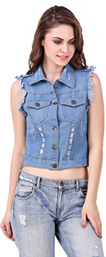 cut sleeves denim jacket