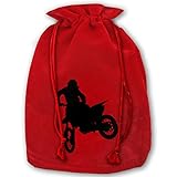 LOUXIO Riding A Motorcycle Christmas Drawstring Gift Bags Santa Storage Sack Backpack for Party Favors Candy Delicate Printing