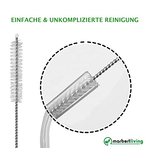 Wiederverwendbare Premium Glas Strohhalme inkl. Reinigungsbürsten und Smoothie Rezepten - 6er Set gebogen, 20cm x 8mm… – Bild 5