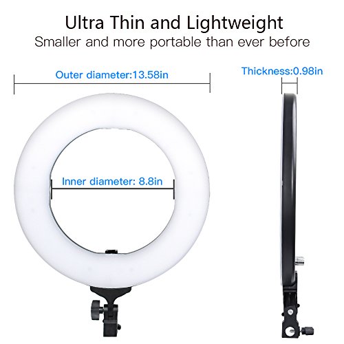 10 in 1 Zomei 14-inch Dimmable LED Ring Light with 63” Stand for Makeup Photography Videography YouTube Facebook - Thumbnail 2