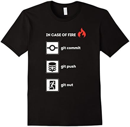 Men's programmer shirt- In case of fire git commit push out XL Black