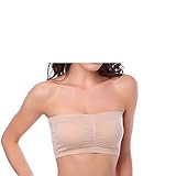 HOVEOX Women's Plus Size Padded Bandeau Strapless Bras Stretch Seamless Tube Top Bra Basic Stretch Layer Seamless Tube Seamless Underwire Strapless Comfort Bra