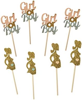 Gender Reveal Cupcake Toppers - Boy or Girl, Pink or Blue in Gold Glitter, Pink, Blue for Baby Shower or Sprinkle by PinkFish Shop