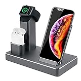 ZIKU Wireless Charger.6 in 1 Aluminum Alloy 80W 14A 5-Port USB Wireless Charging Stand Station Dock for Airpods/Apple Watch 5/4/3/2/1 iPhone 11 Pro Max/X/XS/XR/Xs Max/8/8 Plus-Built-in Adapter (Gray)