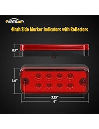 partsam 20 x 4" Remoción Side Marker coche camión remolque ámbar Indicadores 8 LED de luz Rojo