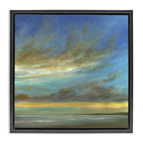 Stupell Industries Curved Sunlit Clouds Black Framed Floater Canvas Wall Art de…
