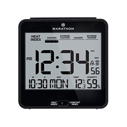 MARATHON Atomic Desk Clock, Black EasytoRead 5.2” Display with