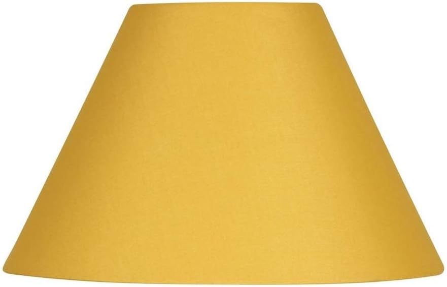 MUSTARD YELLOW 12" COTTON COOLIE HARD LINED SHADE with Reversible Gimbal to Fit Table & Floor Lamps or Ceiling Rose. FREE Adaptor Fits Lamp Size BC SBC ES SES. Height 180mm x Diameter 300mm (7" x 12")