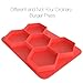 GuteKüchen Hexagonal Silicone Burger Press with 5 Divisions for Tasty and Healthy Patties that Easily Stacks for Freezer and Chiller Storage, also Safe and Perfect for Outdoor Picnic or Party. Red