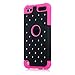 iPod Touch, Hybrid Luxurious Lattice Dazzling Bling Bling Dual Layer Combo Case for Apple iPod Touch 6th Gen 5th Gen by iSee Case (Black on Pink)