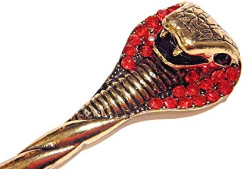 GOLD COBRA HAIR STICK bun pin snake serpent egyptian red command