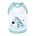 Blueberry Pet Henry The Zebra Cotton Dog T Shirt in Aquamarine, Back Length 16