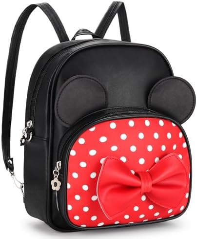 Cute Mini Backpack Cartoon Mouse Ears Bowknot Canvas Daypack Travel Bag Amazon.com | MOMODEER Cute Mini Backpacks, Red Cartoon Bag  main image 2