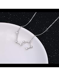 Collar de plata de ley 925 con diseño de signo de horóscopo de constelación Astrología y estrella del zodiaco, regalo de cumpleaños para mujeres y niñas, 45,7 a 20.0 in, plata de ley