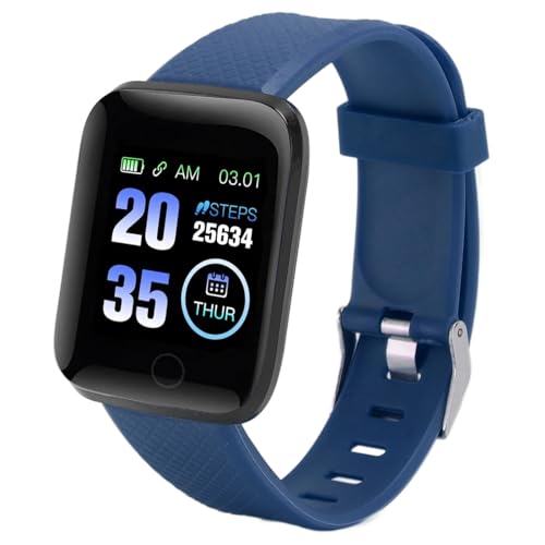 Tangxi Smartwatch für IOS 9.0 Android 5.0, 1,3 Zoll, IP67, Wasserdicht, Stilvoll, Sportliche Uhren für Männer und Frauen, Multifunktionale Smartwatch Unterstützt Schrittzählung (Blue)