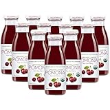 Pomona Organic Juices Pure Tart Cherry Juice, Cold Pressed Organic Juice, Non-GMO, No Sugar Added, Not from Concentrate, Glut