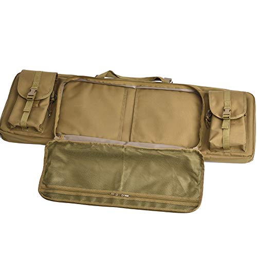 BOW-TAC Double Long Rifle Gun Case Bag Tactical Rifle Backpack Pistol Soft Firearm Transportation Carbine Case - Lockable Compartment Brown 42"