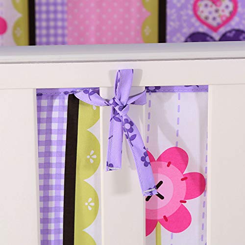 Wowelife Baby Crib Bumpers Purple Breathable Nursery Bumper Pads 4 Piece Flowers and Hearts for Baby Boys and Girls(Purple Elephant) - Thumbnail 4