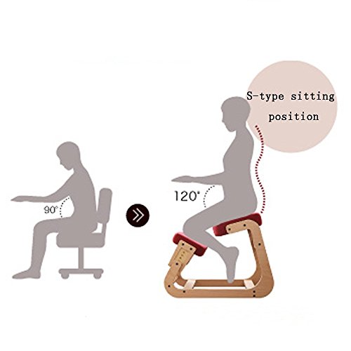 MOMO Adult Learn Computer Chair Solid Wood Lift up and down Student Chair Anti-Humpback Kneeling Chair Meets the Ergonomics Flexure Chair Writing Chair/5 Colors Available,22