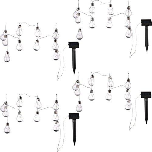 Hunnykome Solar Lighting 4-SAB-15F10M-CL: 10-Light 9 ft Integrated LED Edison Bulb Solar String Light - 4 Pack