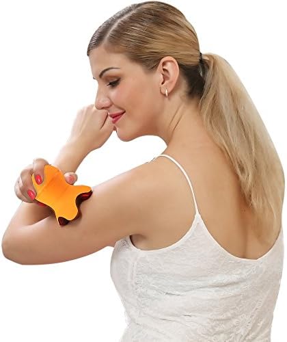 Oreadex OD380 Body Massager Waterproof Mini Neck Back Vibration Massager Ergonomic Handle LED Light Orange.