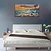 Ardemy Canvas Wall Art Beach Sunset Seawave Tropical Palm Tree Picture Prints, Blue Seascape Beach Large Size Ocean…