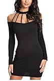 Zeagoo Women's Long Sleeve Cold Shoulder Bodycon Party Cocktail Mini Dress