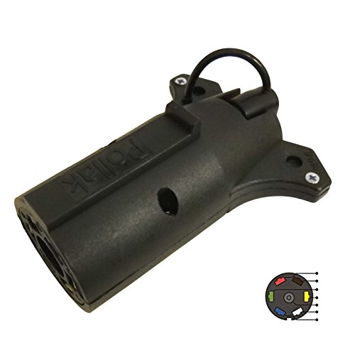 Nylon Shell Easy Convert 7 Pole Round to 4 Way Pin Trailer Plug Light Adapter Connector for Trailer Rv Boat by BII