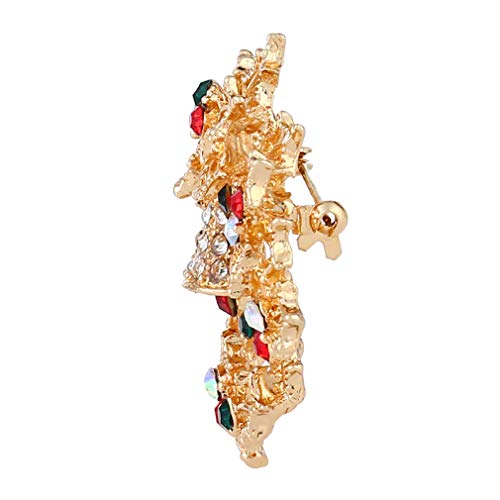 YAZILIND Christmas Brooch Pin Bell Flower Wreath Rhinestone Corsage Xmas Breastpin Jewelry Gifts Yellow