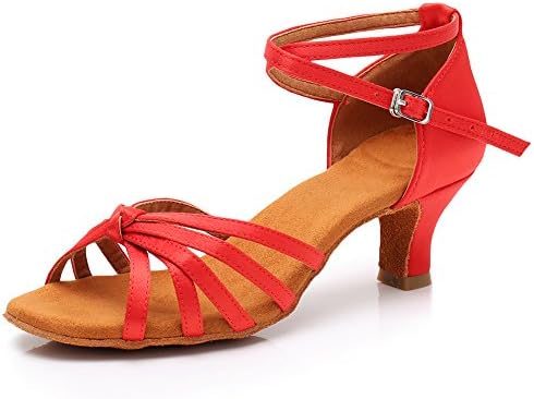 HROYL Women Satin Ballroom Dance Shoes Latin Salsa Performance Dance Shoes LP-217