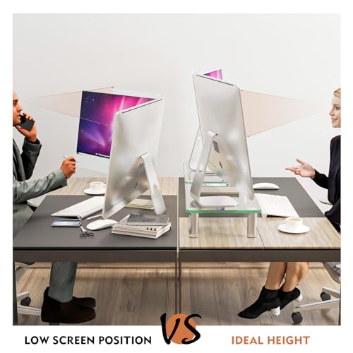2 Pack Computer Monitor Riser with Height Adjustable Multi Media Desktop Stand for Flat Screen LCD LED TV, Laptop/Notebook/Xbox One