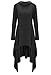 Felicity Young Womens Irregular Hem Double Slit Loose Long Sleeve Hooded Sweater Tunic Dress