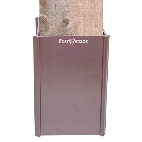 Post Shields 4x4 Post Protector - Fits Standard 3.5"x3.5" Wood or Metal Posts - 6in High - Easy Install, No Tools - Protects Mailbox, Deck and Fence Posts from Lawn Maintenance Equipment Damage